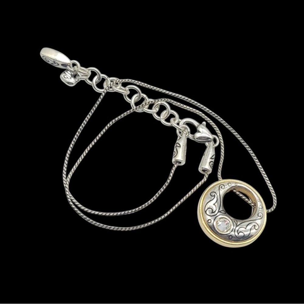 Brighton "ARIES Collection" Two-Tone Swarovski Crystal & Scrollwork Pendant! - Picture 2 of 8